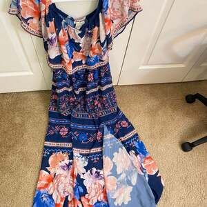 Jealous Tomato Floral Print Off-Shoulder Maxi Dress with Side Slit